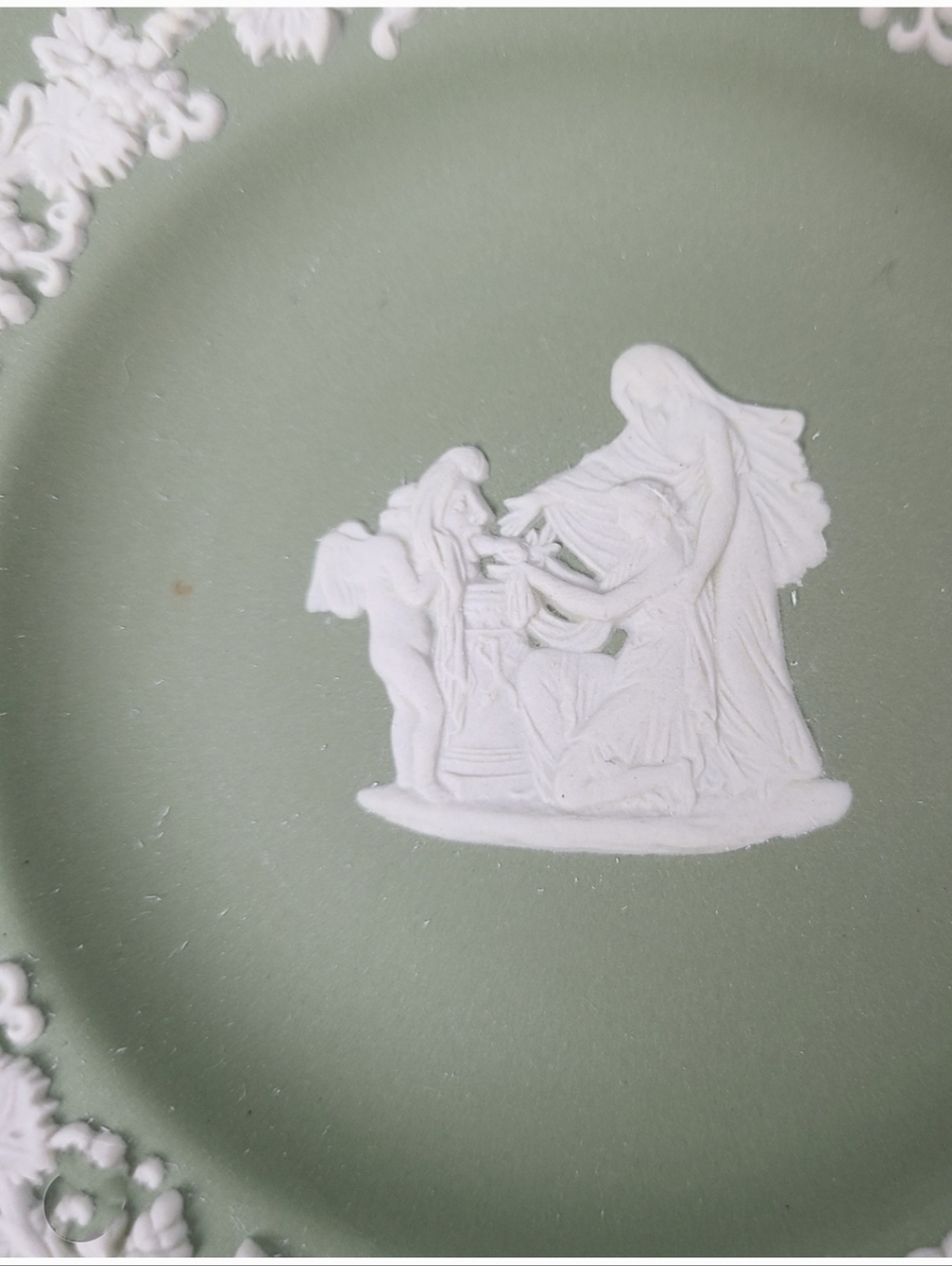 Wedgwood Sage Green Blue Jasperware Small Round Vintage Trinket Dishes-Set of 3 - Picture 7 of 9